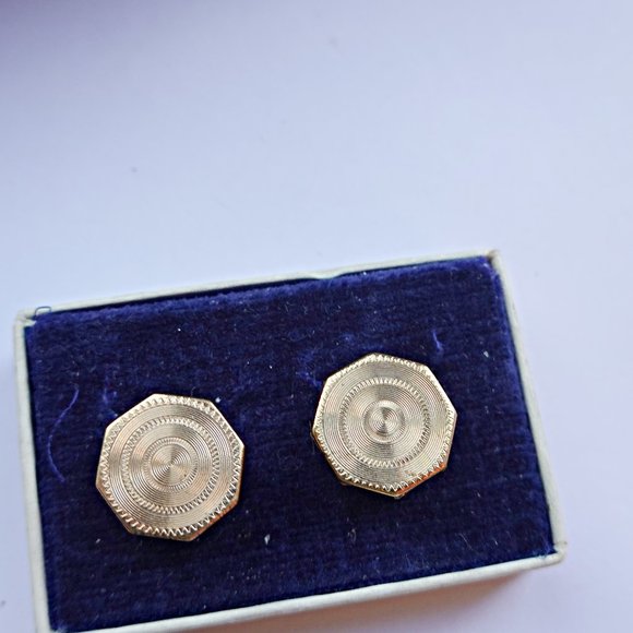 Boutons De Manchette Dorés Avec Perle Centrale – Style Vintage Années Deco – Kum-A-Part Snaps